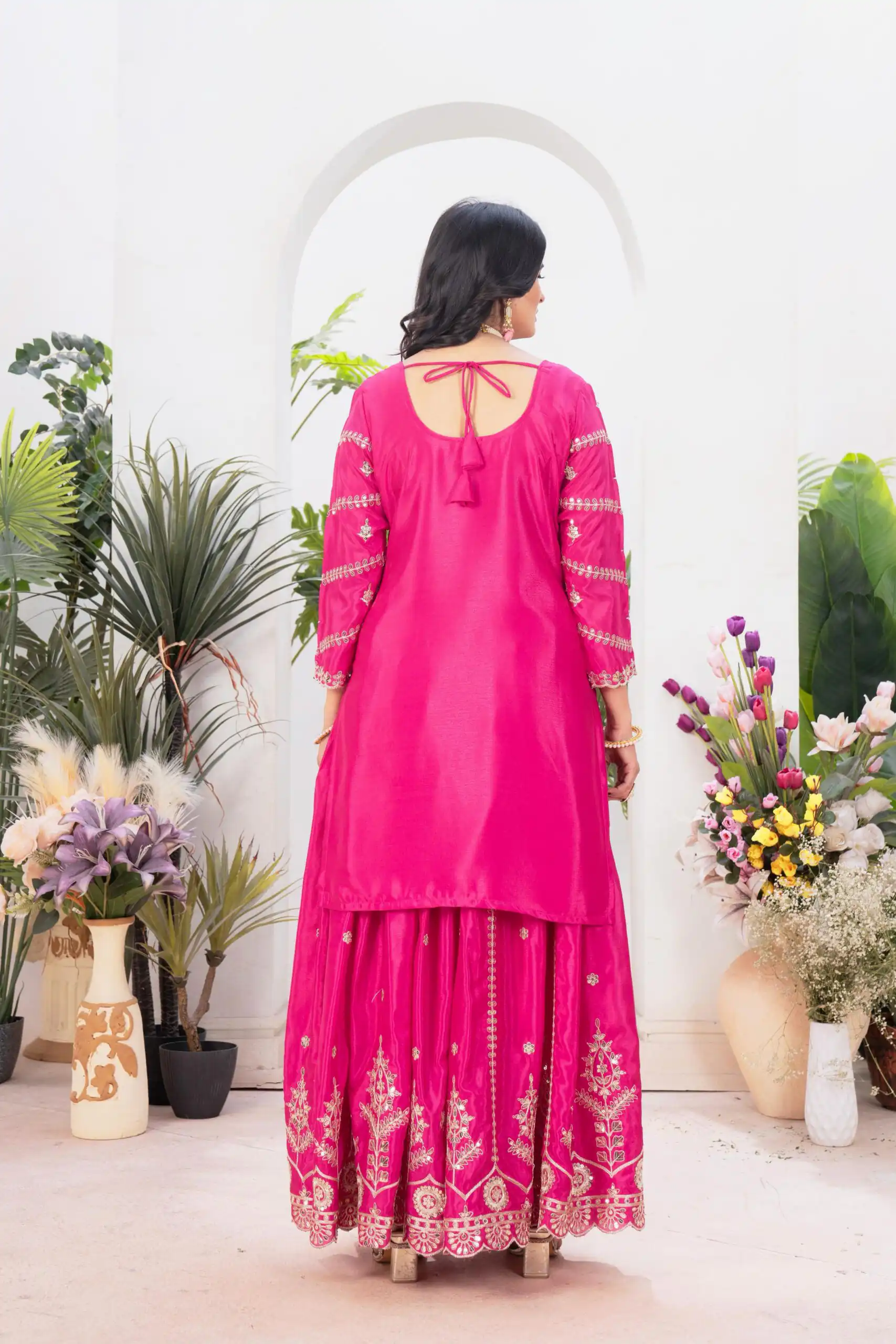 ND 5033 Rani Pink Chinon Silk Salwar Suit with Embroidery Work & Lace Work. Affordable Price ₹2149. Delivery 4-6 Working Days. Shop now. | Jump Suits, Straight Suits, Casual Suits, Creative suits, Designer Suits, Palazzo Suits, Party Wear Suits, Patiala Suits, Salwar suit