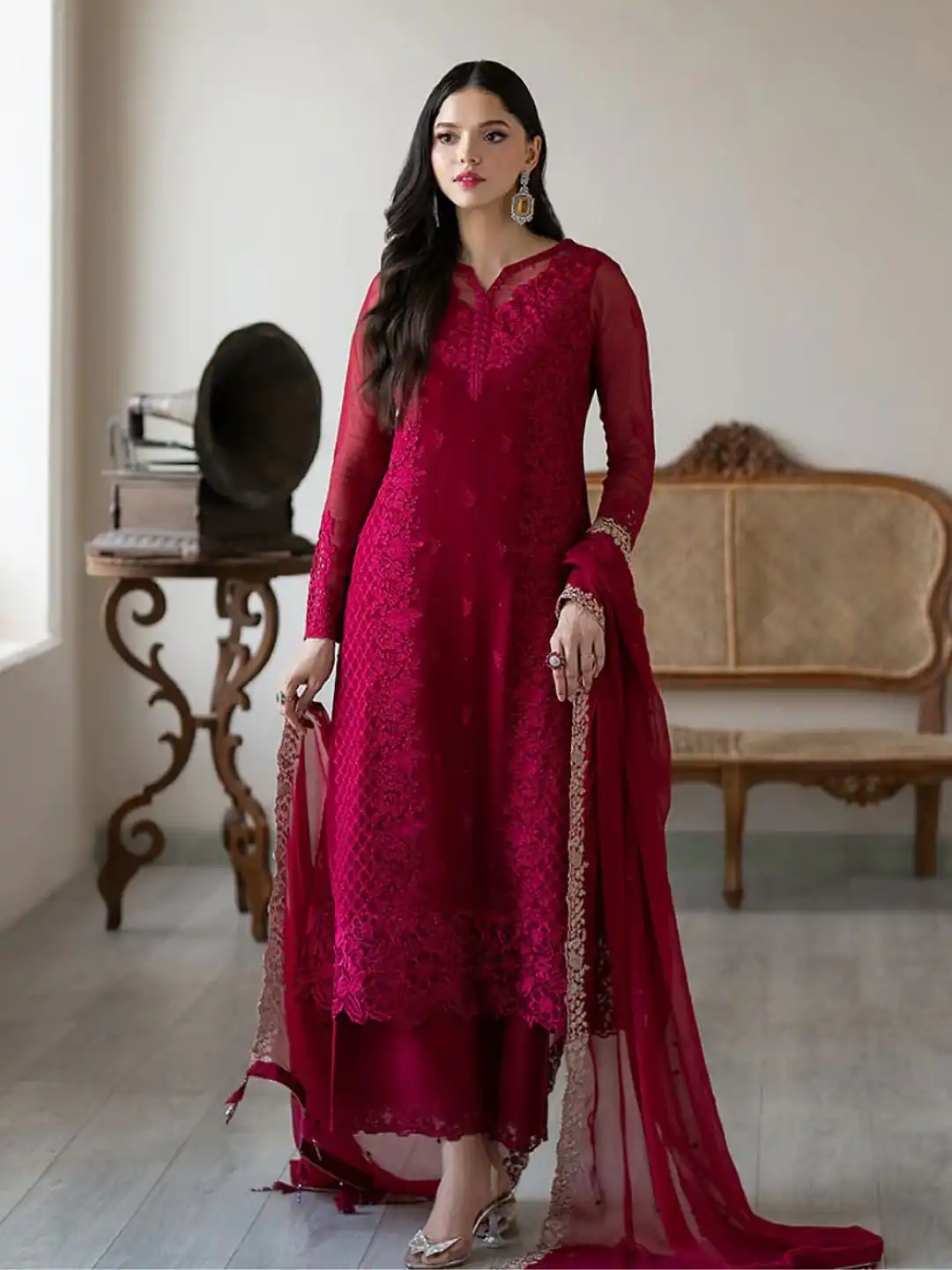NSR 866 Rani Pink Faux Georgette Salwar Suit Perfect for Wedding, Party, Cultural Events, Housewarming, Ganesh Chaturthi – . Now at just ₹2149. De | Jump Suits, Straight Suits, Casual Suits, Creative suits, Designer Suits, Palazzo Suits, Party Wear Suits, Patiala Suits, Salwar suit