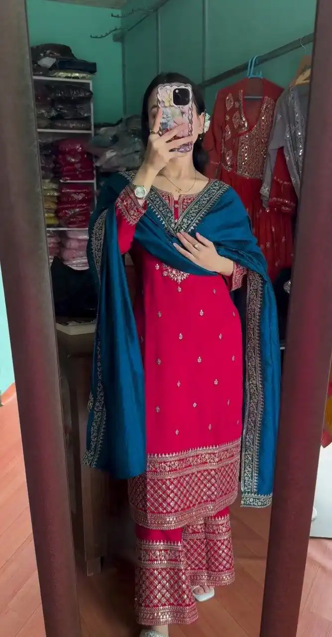 DC G76 Red Color Chinon Salwar Suit with Lace Work & Embroidery Work. Get it for ₹1949. Delivery 4-6 Working Days. Shop now. | Jump Suits, Straight Suits, Tops & Bottoms, Track Suits, Trendy Wear, Casual Suits, Creative suits, Designer Suits, Palazzo Suits, Party Wear Suits, Patiala Suits, Salwar suit