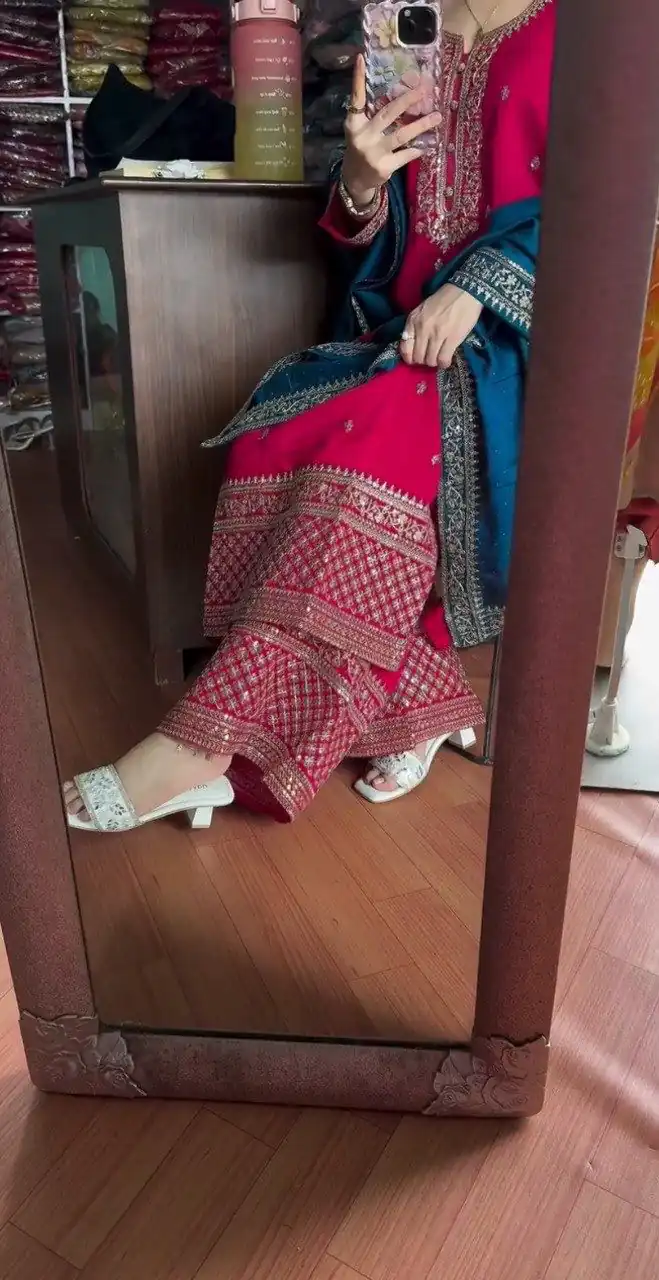 DC G76 Red Color Chinon Salwar Suit with Lace Work & Embroidery Work. Get it for ₹1949. Delivery 4-6 Working Days. Shop now. | Jump Suits, Straight Suits, Tops & Bottoms, Track Suits, Trendy Wear, Casual Suits, Creative suits, Designer Suits, Palazzo Suits, Party Wear Suits, Patiala Suits, Salwar suit