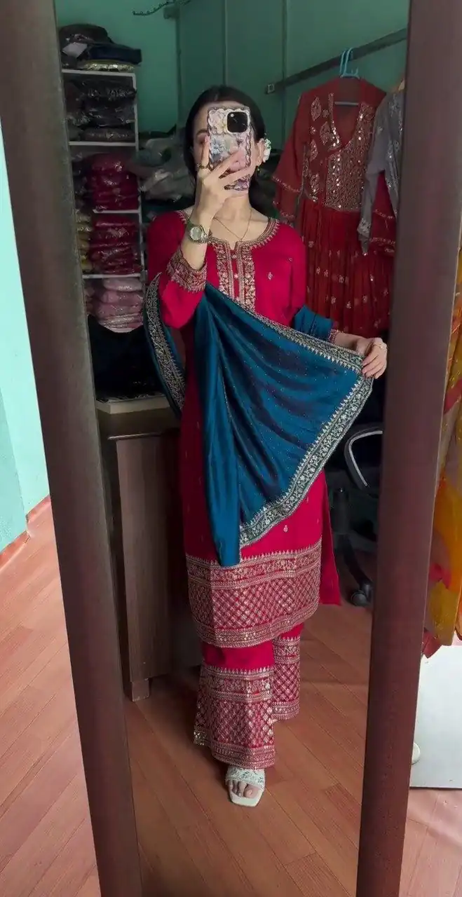 DC G76 Red Color Chinon Salwar Suit with Lace Work & Embroidery Work. Get it for ₹1949. Delivery 4-6 Working Days. Shop now. | Jump Suits, Straight Suits, Tops & Bottoms, Track Suits, Trendy Wear, Casual Suits, Creative suits, Designer Suits, Palazzo Suits, Party Wear Suits, Patiala Suits, Salwar suit