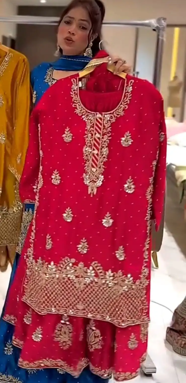 NF 1249 Red Color Chinon Silk Salwar Suit with Embroidery Work. Online Get it for ₹2149. Delivery 4-6 Working Days. Shop now. | Jump Suits, Straight Suits, Casual Suits, Creative suits, Designer Suits, Palazzo Suits, Party Wear Suits, Patiala Suits, Salwar suit