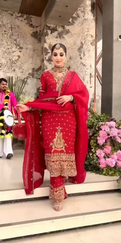 SRK 5327 Red Crunchy Silk Salwar Suit with Embroidery Work & Lace Work. Introductory Price ₹2399. Delivery 4-6 Working Days. Shop now. | Jump Suits, Straight Suits, Casual Suits, Creative suits, Designer Suits, Palazzo Suits, Party Wear Suits, Patiala Suits, Salwar suit