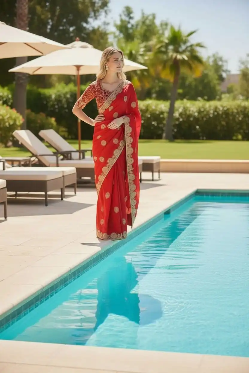 BT 442 Red in Fandy Satin Silk. Embroidery Work & Zari Work Saree Affordable Price ₹1999. Delivery 4-6 Working Days. Shop now. | Bollywood Sarees, Creative Sarees, Designer Sarees, Embroidered Sarees, Ethnic Saree, Modern Digital sarees, Party Wear Sarees, Sarees