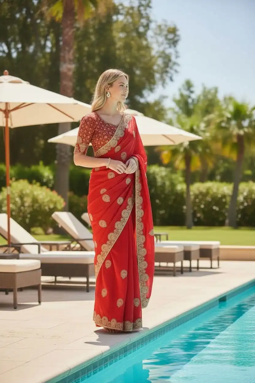 BT 442 Red in Fandy Satin Silk. Embroidery Work & Zari Work Saree Affordable Price ₹1999. Delivery 4-6 Working Days. Shop now. | Bollywood Sarees, Creative Sarees, Designer Sarees, Embroidered Sarees, Ethnic Saree, Modern Digital sarees, Party Wear Sarees, Sarees