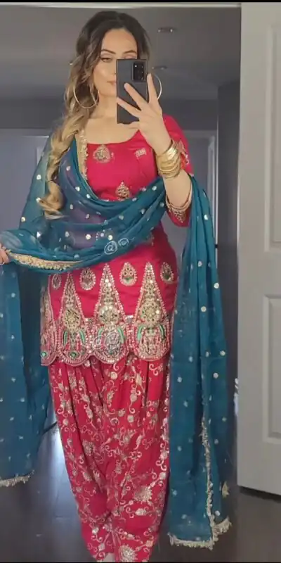 MF 288 Red Faux Georgette Salwar Suit with Embroidery Work. Available at ₹2099 only. Delivery 4-6 Working Days. Shop now. | Jump Suits, Straight Suits, Casual Suits, Creative suits, Designer Suits, Palazzo Suits, Party Wear Suits, Patiala Suits, Salwar suit