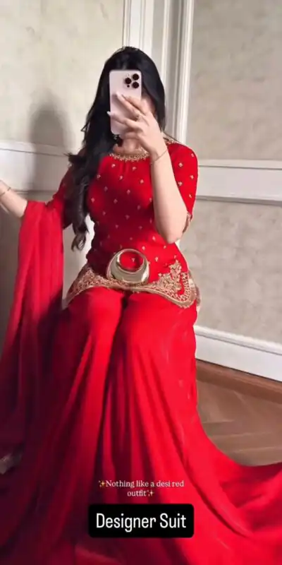 KD 1568 Red in Faux Georgette Embroidery Work & Lace Work Salwar Suit . Introductory Price ₹1999. Delivery 4-6 Working Days. Shop now. | Jump Suits, Straight Suits, Casual Suits, Creative suits, Designer Suits, Palazzo Suits, Party Wear Suits, Patiala Suits, Salwar suit