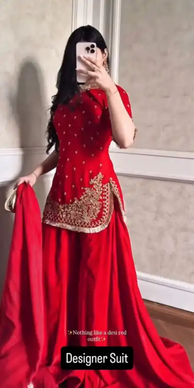 KD 1568 Red in Faux Georgette Embroidery Work & Lace Work Salwar Suit . Introductory Price ₹1999. Delivery 4-6 Working Days. Shop now. | Jump Suits, Straight Suits, Casual Suits, Creative suits, Designer Suits, Palazzo Suits, Party Wear Suits, Patiala Suits, Salwar suit
