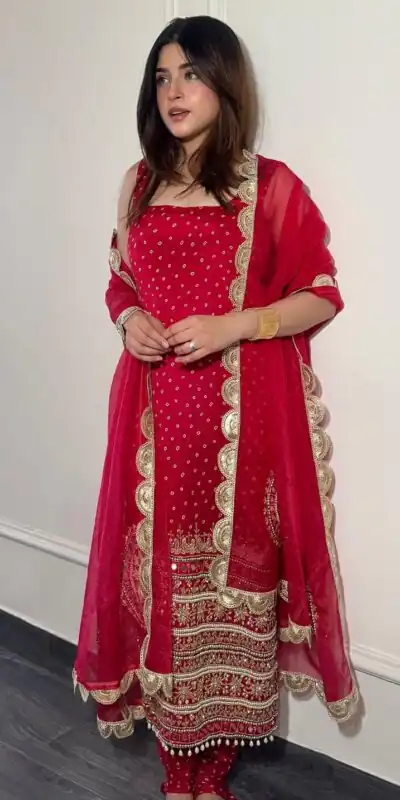 ST 1142 Red Faux Georgette Salwar Suit with Mirror Work & Embroidery Work. Introductory Price ₹2449. Delivery 4-6 Working Days. Shop now. | Jump Suits, Straight Suits, Casual Suits, Creative suits, Designer Suits, Palazzo Suits, Party Wear Suits, Patiala Suits, Salwar suit