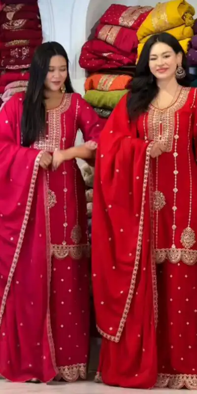 KD 1560 Red Color Faux Georgette Salwar Suit with Thread Embroidery. Special Price ₹2049. Delivery 4-6 Working Days. Shop now. | Jump Suits, Straight Suits, Tops & Bottoms, Track Suits, Trendy Wear, Casual Suits, Creative suits, Designer Suits, Palazzo Suits, Party Wear Suits, Patiala Suits, Salwar suit