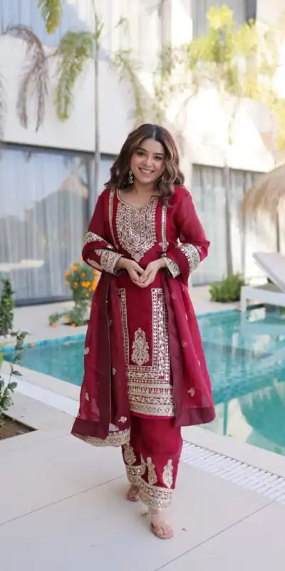 KA 1232 Red Fendi Silk Salwar Suit Red with Embroidery Work & Sequins Work. Affordable Price ₹2499. Delivery 4-6 Working Days. Shop now. | Jump Suits, Straight Suits, Casual Suits, Creative suits, Designer Suits, Palazzo Suits, Party Wear Suits, Patiala Suits, Salwar suit
