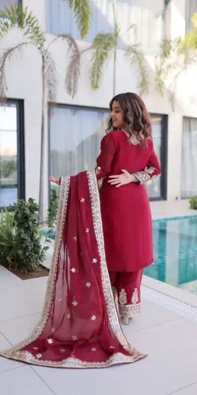 KA 1232 Red Fendi Silk Salwar Suit Red with Embroidery Work & Sequins Work. Affordable Price ₹2499. Delivery 4-6 Working Days. Shop now. | Jump Suits, Straight Suits, Casual Suits, Creative suits, Designer Suits, Palazzo Suits, Party Wear Suits, Patiala Suits, Salwar suit