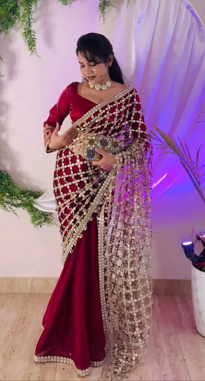 SRK 5322 Red Fendy Silk Saree with Lace Work & Mirror Work. Wedding, Party, Festive, Events, Festive Deal ₹2499. Delivery 4-6 Working Days. Shop now. | Bollywood Sarees, Creative Sarees, Designer Sarees, Embroidered Sarees, Ethnic Saree, Modern Digital sarees, Party Wear Sarees, Sarees