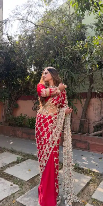 SRK 5322 Red Fendy Silk Saree with Lace Work & Mirror Work. Wedding, Party, Festive, Events, Festive Deal ₹2499. Delivery 4-6 Working Days. Shop now. | Bollywood Sarees, Creative Sarees, Designer Sarees, Embroidered Sarees, Ethnic Saree, Modern Digital sarees, Party Wear Sarees, Sarees