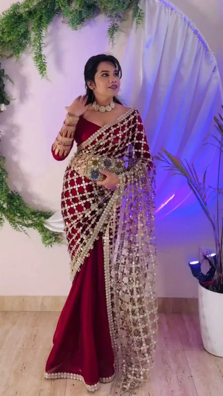 SRK 5322 Red Fendy Silk Saree with Lace Work & Mirror Work. Wedding, Party, Festive, Events, Festive Deal ₹2499. Delivery 4-6 Working Days. Shop now. | Bollywood Sarees, Creative Sarees, Designer Sarees, Embroidered Sarees, Ethnic Saree, Modern Digital sarees, Party Wear Sarees, Sarees