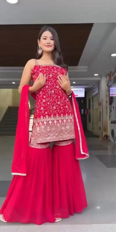 DC 93 Red Fox Georgette Salwar Suit Perfect for Wedding, Party, Eid, Temple Visit, Engagement – . Now at just ₹1899. Delivery 4-6 Working Days. Shop now | Jump Suits, Straight Suits, Casual Suits, Creative suits, Designer Suits, Palazzo Suits, Party Wear Suits, Patiala Suits, Salwar suit