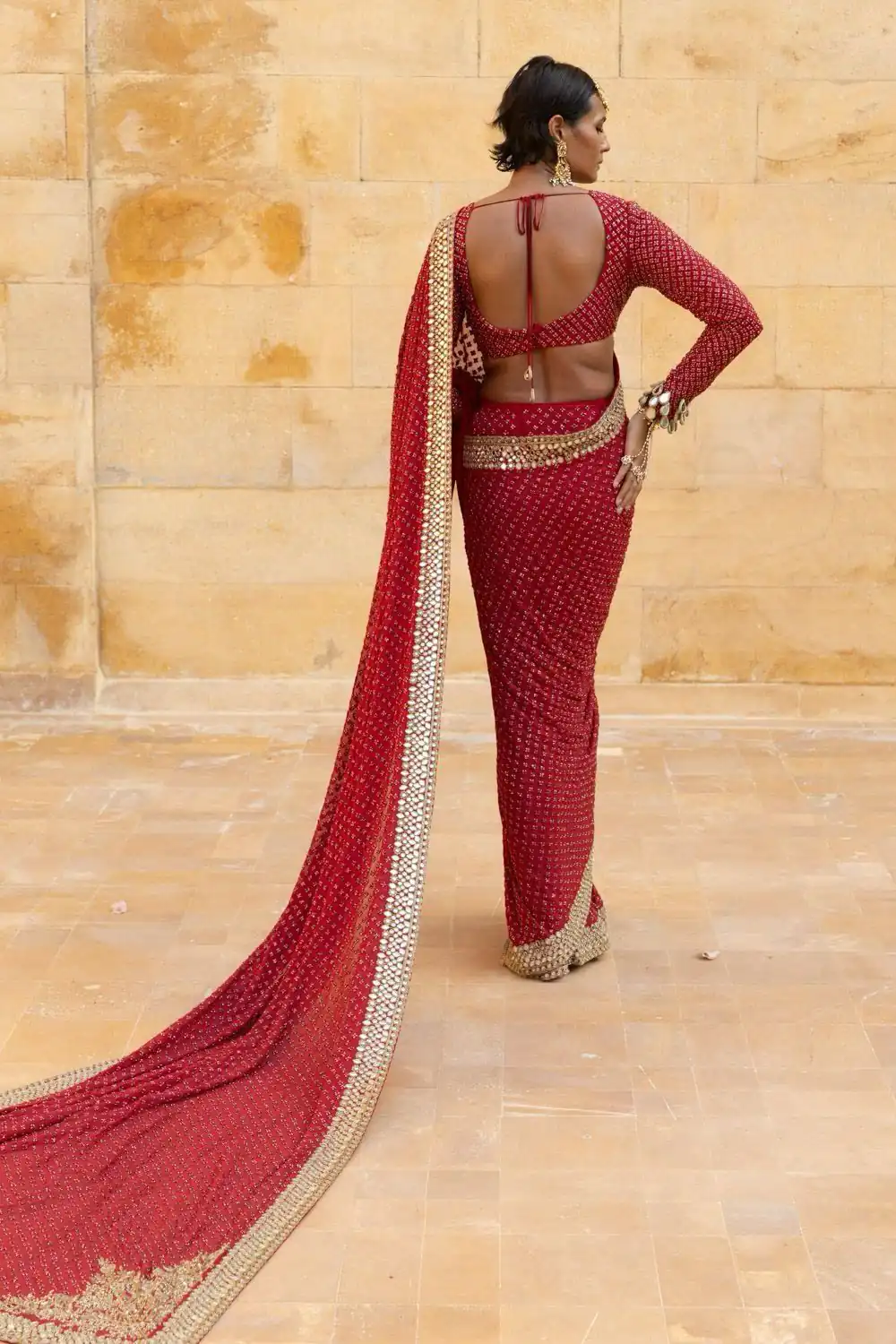 BD 1811 Red in Faux Georgette Mirror Work & Embroidery Work Saree . Exclusive Offer ₹2049. Delivery 4-6 Working Days. Shop now. | Bollywood Sarees, Creative Sarees, Designer Sarees, Embroidered Sarees, Ethnic Saree, Modern Digital sarees, Party Wear Sarees, Sarees