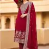 KF-1715 Red in Faux Georgette Embroidery Work & Lace Work Salwar Suit . Get it for ₹2399. Delivery 4-6 Working Days. Shop now. | Jump Suits, Straight Suits, Tops & Bottoms, Track Suits, Trendy Wear, Casual Suits, Creative suits, Designer Suits, Palazzo Suits, Party Wear Suits, Patiala Suits, Salwar suit