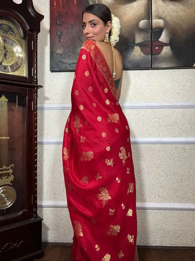 KPR 226 Red Soft Lichi Silk Saree Perfect for Wedding, Party, Raksha Bandhan, Sangeet, Eid – . Get it for ₹1399. Delivery 4-6 Working Days. | Bollywood Sarees, Creative Sarees, Designer Sarees, Embroidered Sarees, Ethnic Saree, Modern Digital sarees, Party Wear Sarees, Sarees
