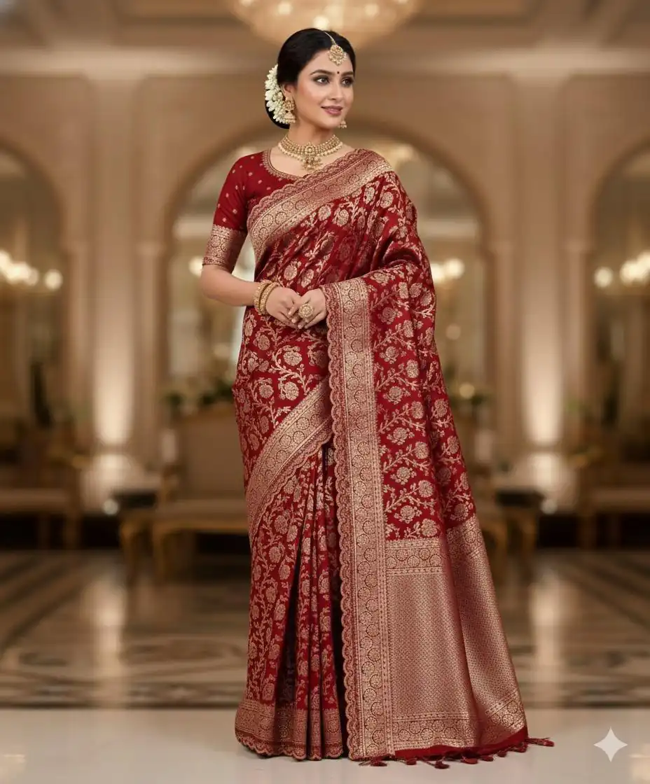 MS 451 Red Litchi Silk Saree with Embroidery Work & Lace Work. Available at ₹1399 only. Delivery 4-6 Working Days. Shop now. | Bollywood Sarees, Creative Sarees, Designer Sarees, Embroidered Sarees, Ethnic Saree, Modern Digital sarees, Party Wear Sarees, Sarees