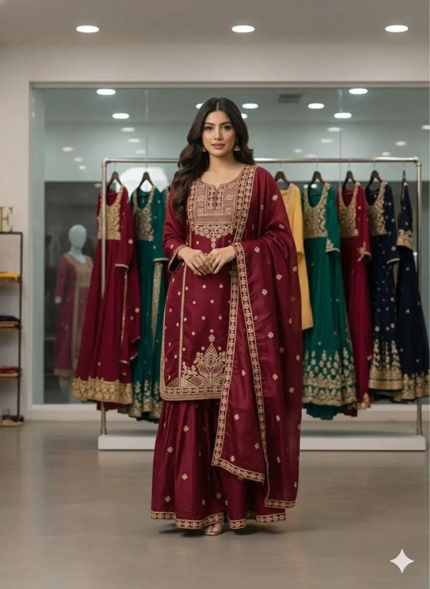LG 2056 Red Organza Salwar Suit with Embroidery Work. Wedding, Party, Festive, Events Festive Deal ₹2099. Delivery 4-6 Working Days. Shop now. | Jump Suits, Straight Suits, Casual Suits, Creative suits, Designer Suits, Palazzo Suits, Party Wear Suits, Patiala Suits, Salwar suit