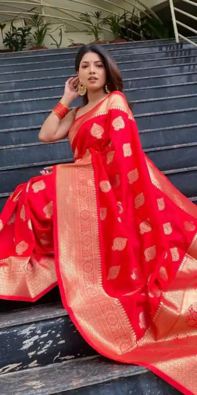 KP 6001 Red in Soft Lichi Silk Lace Border & Lace Work Saree . Exclusive Offer ₹1399. Delivery 4-6 Working Days. Shop now. | Bollywood Sarees, Creative Sarees, Designer Sarees, Embroidered Sarees, Ethnic Saree, Modern Digital sarees, Party Wear Sarees, Sarees