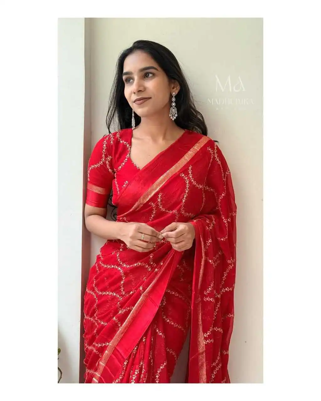 MS 505 Red Viscose Satin Saree with Sequins Work & Embroidery Work. Special Price ₹1599. Delivery 4-6 Working Days. Shop now. | Bollywood Sarees, Creative Sarees, Designer Sarees, Embroidered Sarees, Ethnic Saree, Modern Digital sarees, Party Wear Sarees, Sarees