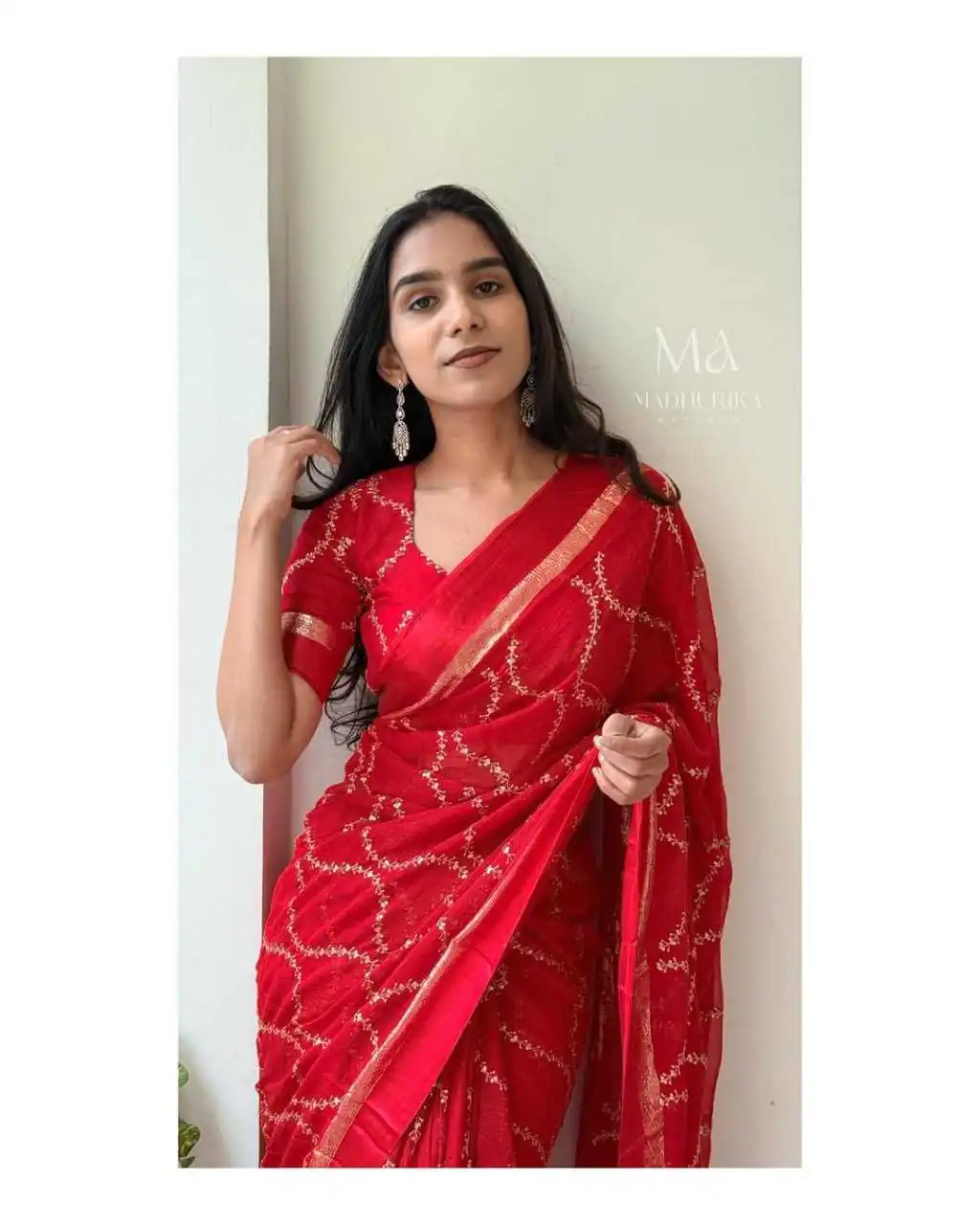MS 505 Red Viscose Satin Saree with Sequins Work & Embroidery Work. Special Price ₹1599. Delivery 4-6 Working Days. Shop now. | Bollywood Sarees, Creative Sarees, Designer Sarees, Embroidered Sarees, Ethnic Saree, Modern Digital sarees, Party Wear Sarees, Sarees