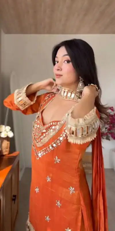 SRK 5326 Rust Fendy Silk Salwar Suit with Mirror Work & Lace Work. Affordable Price ₹2399. Delivery 4-6 Working Days. Shop now. | Jump Suits, Straight Suits, Casual Suits, Creative suits, Designer Suits, Palazzo Suits, Party Wear Suits, Patiala Suits, Salwar suit