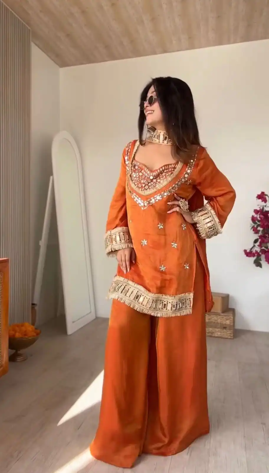 SRK 5326 Rust Fendy Silk Salwar Suit with Mirror Work & Lace Work. Affordable Price ₹2399. Delivery 4-6 Working Days. Shop now. | Jump Suits, Straight Suits, Casual Suits, Creative suits, Designer Suits, Palazzo Suits, Party Wear Suits, Patiala Suits, Salwar suit