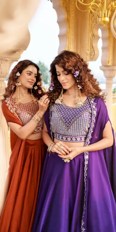 Ram 155 Rust in Color Rangoli Silk Embroidery Work Lehenga Choli . Exclusive Offer ₹3249. Delivery 4-6 Working Days. Shop now. | Bollywood Lehenga, Creative Lehenga, Designer Lehenga, Embroidered Lehenga, Lehenga, Party Wear Lehenga