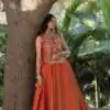 PC 563 Rust in Color Vichitra Silk Embroidery Work Lehenga Choli . Now at just ₹2549. Delivery 4-6 Working Days. Shop now. | Bollywood Lehenga, Creative Lehenga, Designer Lehenga, Embroidered Lehenga, Lehenga, Party Wear Lehenga