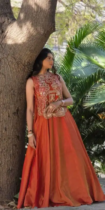 PC 563 Rust in Color Vichitra Silk Embroidery Work Lehenga Choli . Now at just ₹2549. Delivery 4-6 Working Days. Shop now. | Bollywood Lehenga, Creative Lehenga, Designer Lehenga, Embroidered Lehenga, Lehenga, Party Wear Lehenga