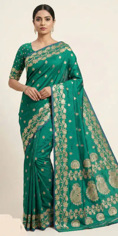 MB 213 Sea Green Color Zari Work & Lace Work Saree in Banarasi Soft. Grab it for ₹1899. Delivery 4-6 Working Days. Shop now. | Bollywood Sarees, Creative Sarees, Designer Sarees, Embroidered Sarees, Ethnic Saree, Modern Digital sarees, Party Wear Sarees, Sarees