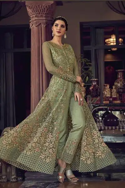 FC 6802 Sea Green in Banglory Silk Embroidery Work & Stone Work Salwar Suit . Festive Deal ₹3449. Delivery 4-6 Working Days. Shop now. | Jump Suits, Straight Suits, Casual Suits, Creative suits, Designer Suits, Palazzo Suits, Party Wear Suits, Patiala Suits, Salwar suit