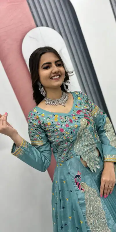 PC 528 Sky Blue Color Vichitra Sequence Work Lehenga Choli Designer Work. Grab it for ₹2649. Delivery 4-6 Working Days. Shop now. | Bollywood Lehenga, Creative Lehenga, Designer Lehenga, Embroidered Lehenga, Lehenga, Party Wear Lehenga