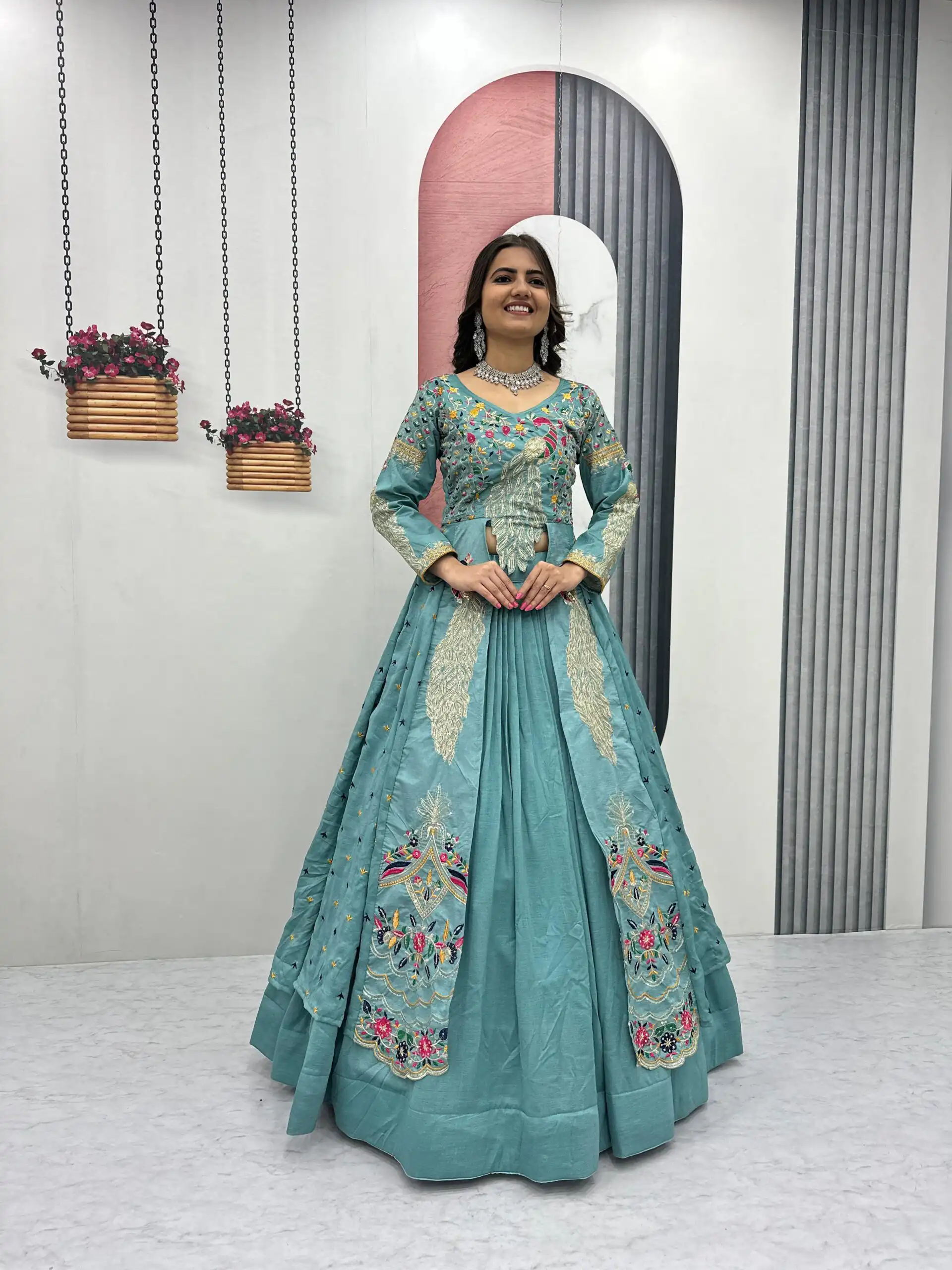 PC 528 Sky Blue Color Vichitra Sequence Work Lehenga Choli Designer Work. Grab it for ₹2649. Delivery 4-6 Working Days. Shop now. | Bollywood Lehenga, Creative Lehenga, Designer Lehenga, Embroidered Lehenga, Lehenga, Party Wear Lehenga