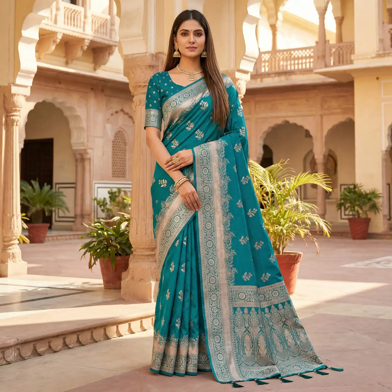 MB 39 Teal Color Banarasi Saree with Zari Work & Lace Work. Introductory Price ₹1899. Delivery 4-6 Working Days. Shop now. | Bollywood Sarees, Creative Sarees, Designer Sarees, Embroidered Sarees, Ethnic Saree, Modern Digital sarees, Party Wear Sarees, Sarees