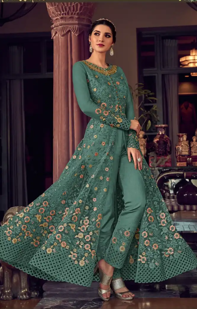 FC 6802 Teal in Banglory Silk Embroidery Work & Stone Work Salwar Suit . Festive Deal ₹3449. Delivery 4-6 Working Days. Shop now. | Jump Suits, Straight Suits, Casual Suits, Creative suits, Designer Suits, Palazzo Suits, Party Wear Suits, Patiala Suits, Salwar suit