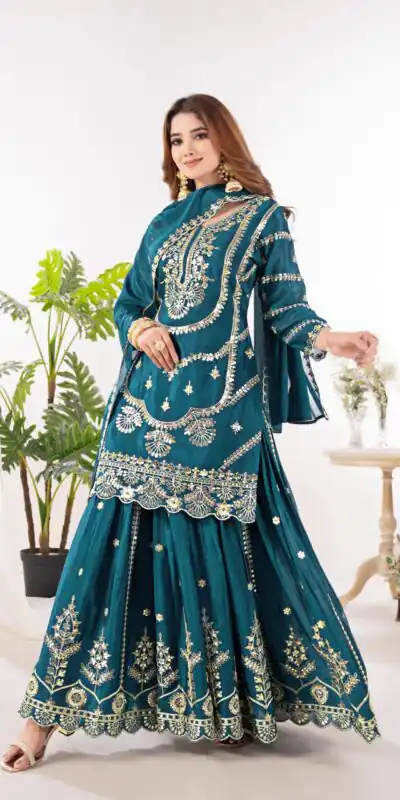 ND 5033 Teal Chinon Silk Salwar Suit with Embroidery Work & Lace Work. Affordable Price ₹2149. Delivery 4-6 Working Days. Shop now. | Jump Suits, Straight Suits, Casual Suits, Creative suits, Designer Suits, Palazzo Suits, Party Wear Suits, Patiala Suits, Salwar suit