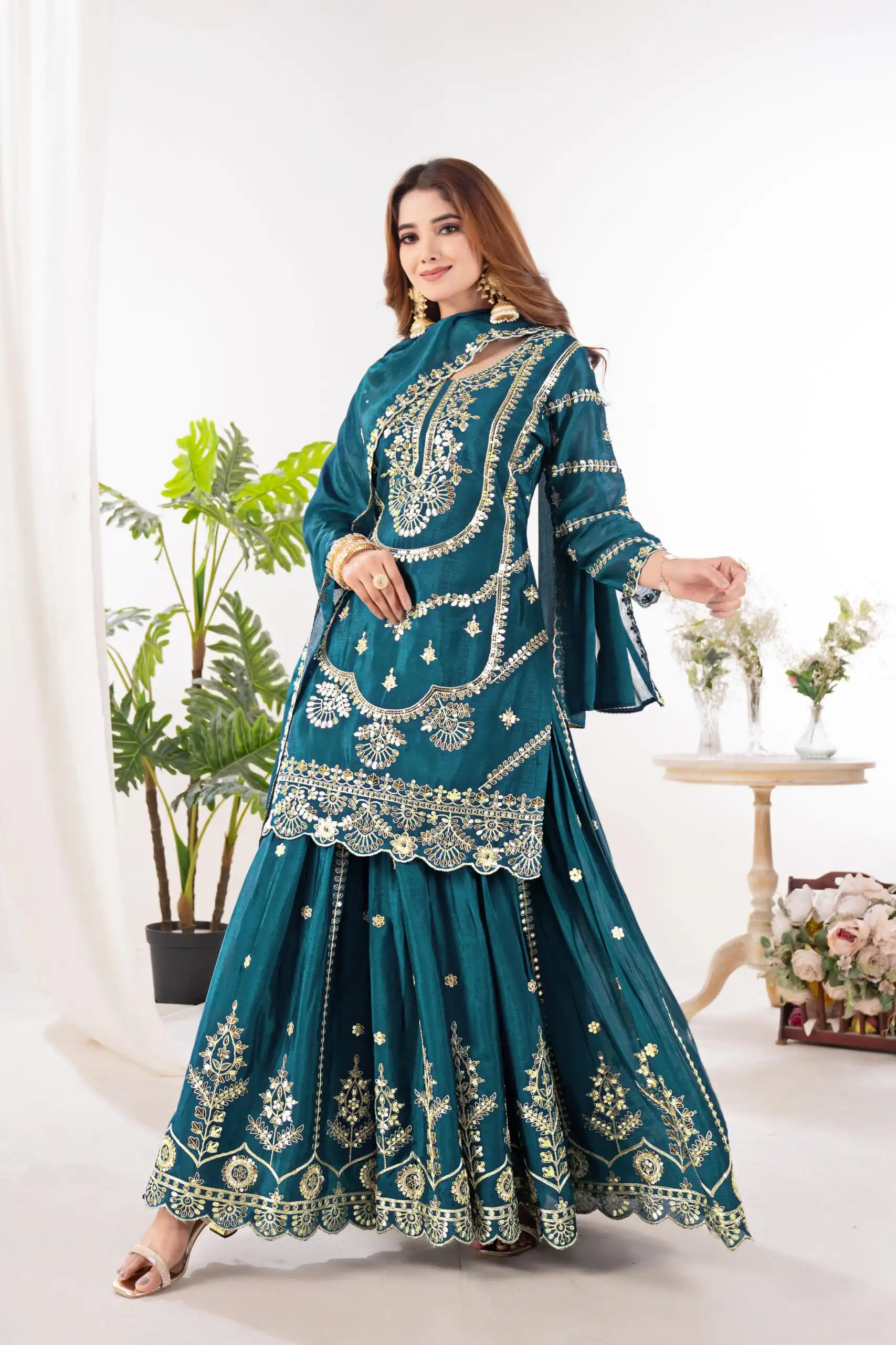 ND 5033 Teal Chinon Silk Salwar Suit with Embroidery Work & Lace Work. Affordable Price ₹2149. Delivery 4-6 Working Days. Shop now. | Jump Suits, Straight Suits, Casual Suits, Creative suits, Designer Suits, Palazzo Suits, Party Wear Suits, Patiala Suits, Salwar suit