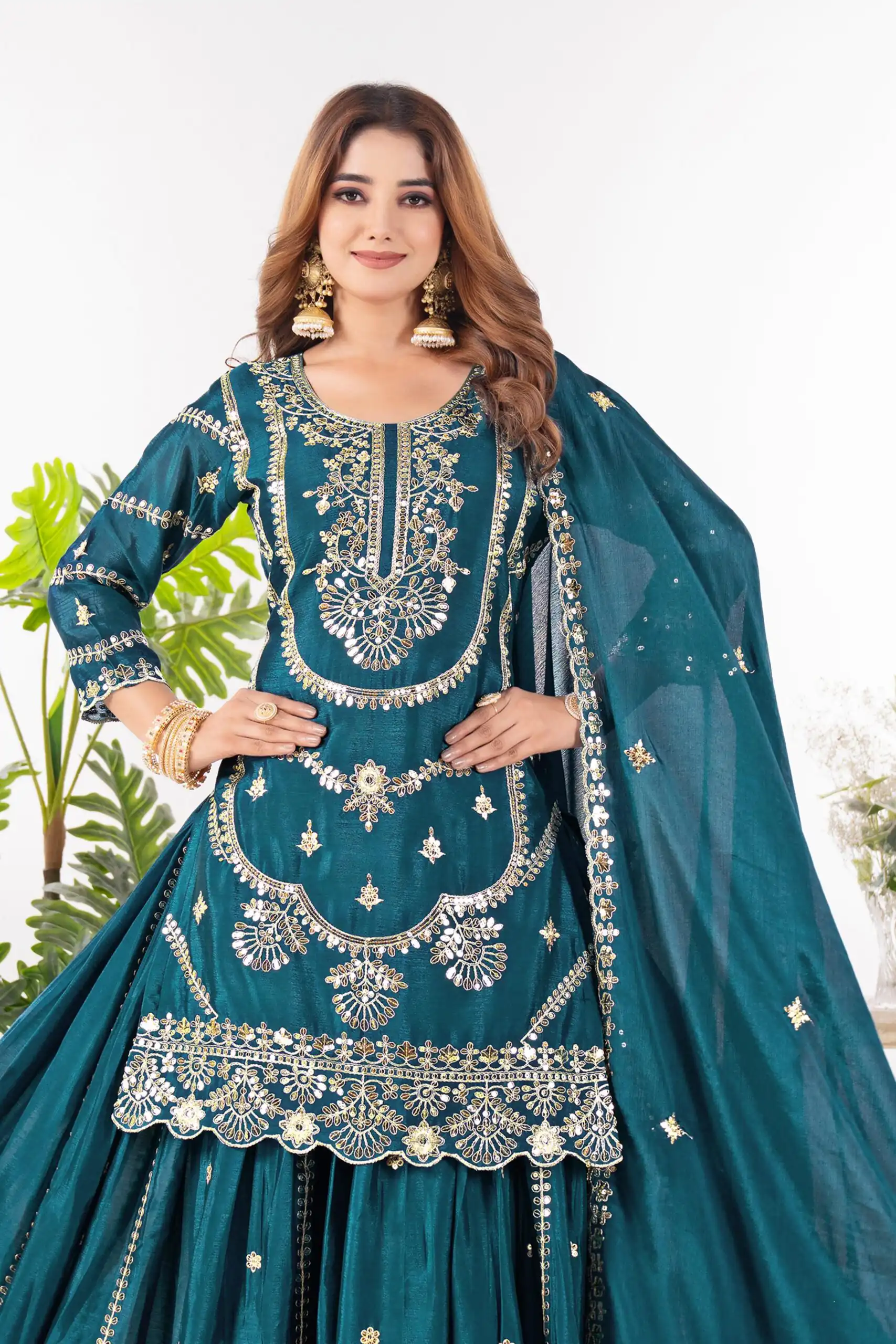 ND 5033 Teal Chinon Silk Salwar Suit with Embroidery Work & Lace Work. Affordable Price ₹2149. Delivery 4-6 Working Days. Shop now. | Jump Suits, Straight Suits, Casual Suits, Creative suits, Designer Suits, Palazzo Suits, Party Wear Suits, Patiala Suits, Salwar suit