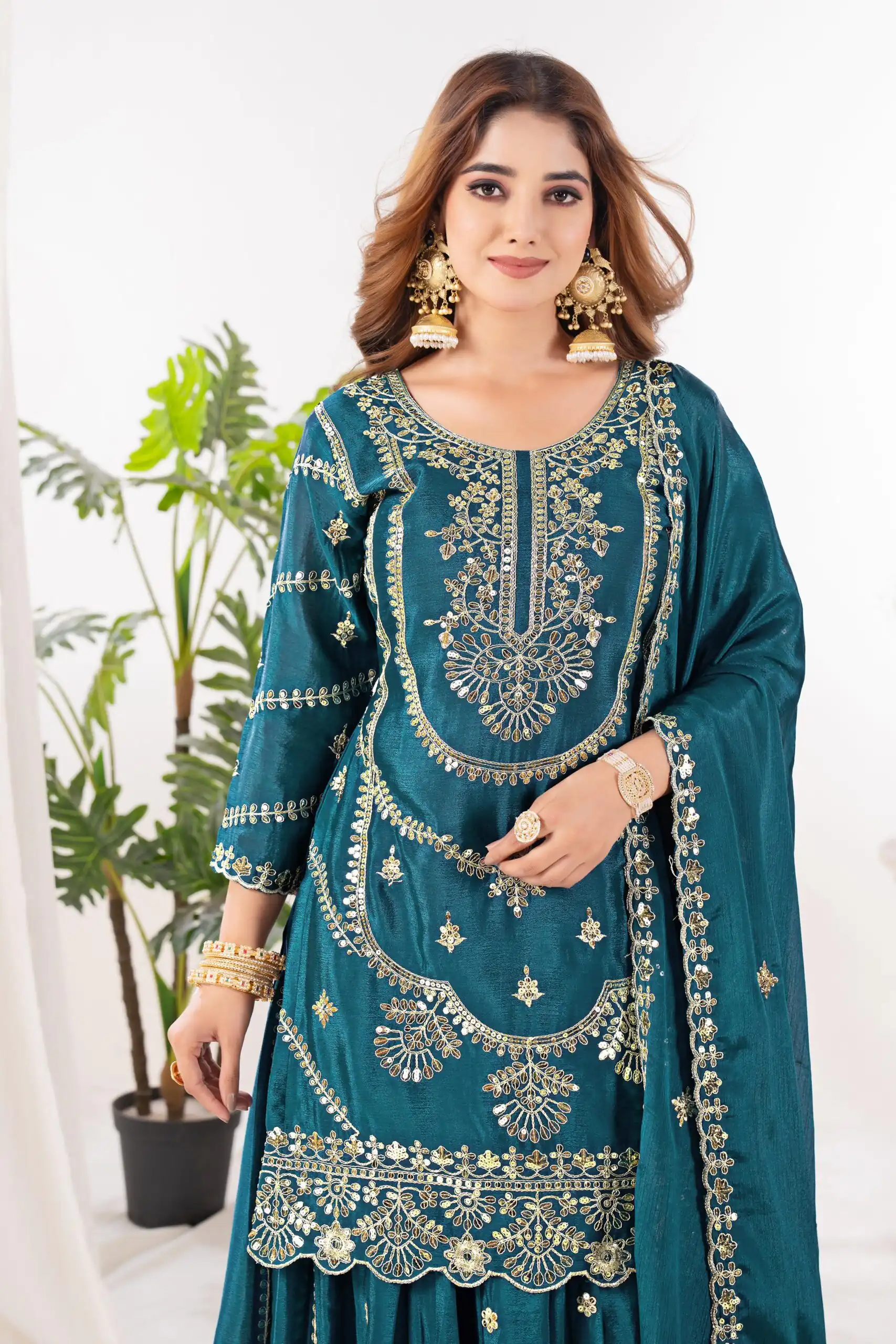 ND 5033 Teal Chinon Silk Salwar Suit with Embroidery Work & Lace Work. Affordable Price ₹2149. Delivery 4-6 Working Days. Shop now. | Jump Suits, Straight Suits, Casual Suits, Creative suits, Designer Suits, Palazzo Suits, Party Wear Suits, Patiala Suits, Salwar suit