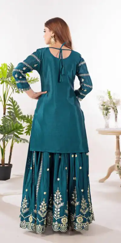 ND 5033 Teal Chinon Silk Salwar Suit with Embroidery Work & Lace Work. Affordable Price ₹2149. Delivery 4-6 Working Days. Shop now. | Jump Suits, Straight Suits, Casual Suits, Creative suits, Designer Suits, Palazzo Suits, Party Wear Suits, Patiala Suits, Salwar suit