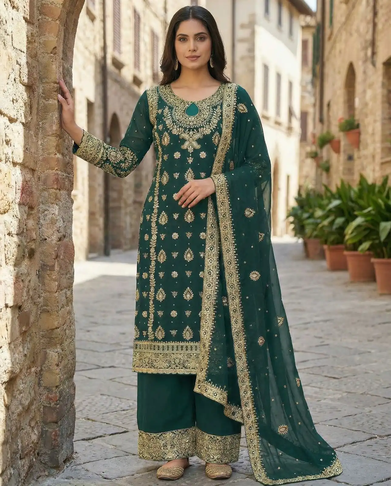 SRK 5231 Teal Color Pure Chinnon Silk With Embroidery Sequence Work Salwar Suit Casual, Wedding, Party, Festive, Events Etc.4-6 Working Days@ 2699/-only | Jump Suits, Straight Suits, Casual Suits, Creative suits, Designer Suits, Palazzo Suits, Party Wear Suits, Patiala Suits, Salwar suit