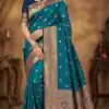 MB 18 Teal in Color Meenakari Zari Work & Lace Work Saree work. Exclusive Offer ₹2399. Delivery 4-6 Working Days. Shop now. | Bollywood Sarees, Creative Sarees, Designer Sarees, Embroidered Sarees, Ethnic Saree, Modern Digital sarees, Party Wear Sarees, Sarees
