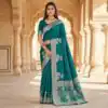 MB 25 GAJRAJ Teal in Pure Banarasi Silk Zari Work & Lace Work Saree . Introductory Price ₹1899. Delivery 4-6 Working Days. Shop now. | Bollywood Sarees, Creative Sarees, Designer Sarees, Embroidered Sarees, Ethnic Saree, Modern Digital sarees, Party Wear Sarees, Sarees