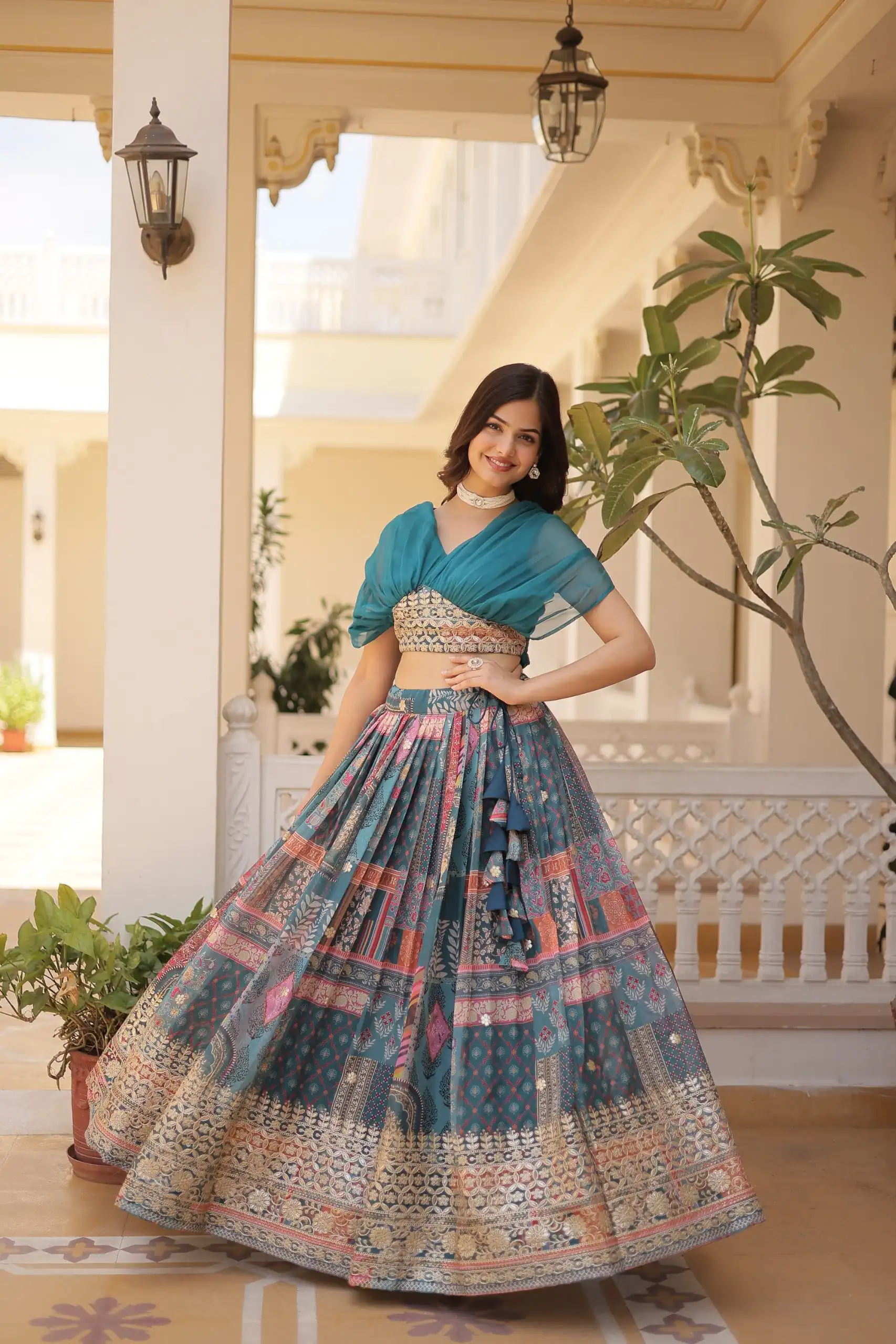 KA 5032 Teal Lehenga Choli Perfect for Wedding, Party, Temple Visit, Anniversary, Haldi – Best Price ₹3149. Delivery 4-6 Working Days. Shop now. | Bollywood Lehenga, Creative Lehenga, Designer Lehenga, Embroidered Lehenga, Lehenga, Party Wear Lehenga