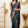 KPR 136 Teal in Soft Lichi Silk Lace Border & Lace Work Saree . Exclusive Offer ₹1299. Delivery 4-6 Working Days. Shop now. | Bollywood Sarees, Creative Sarees, Designer Sarees, Embroidered Sarees, Ethnic Saree, Modern Digital sarees, Party Wear Sarees, Sarees