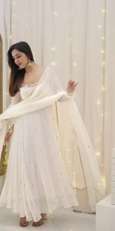 SRK 5271 White Faux Georgette Salwar Suit Perfect for Wedding, Party, Lohri, Temple Visit, Durga Puja – . Grab it for ₹1749. Delivery 4-6 Working Days | Jump Suits, Straight Suits, Casual Suits, Creative suits, Designer Suits, Palazzo Suits, Party Wear Suits, Patiala Suits, Salwar suit